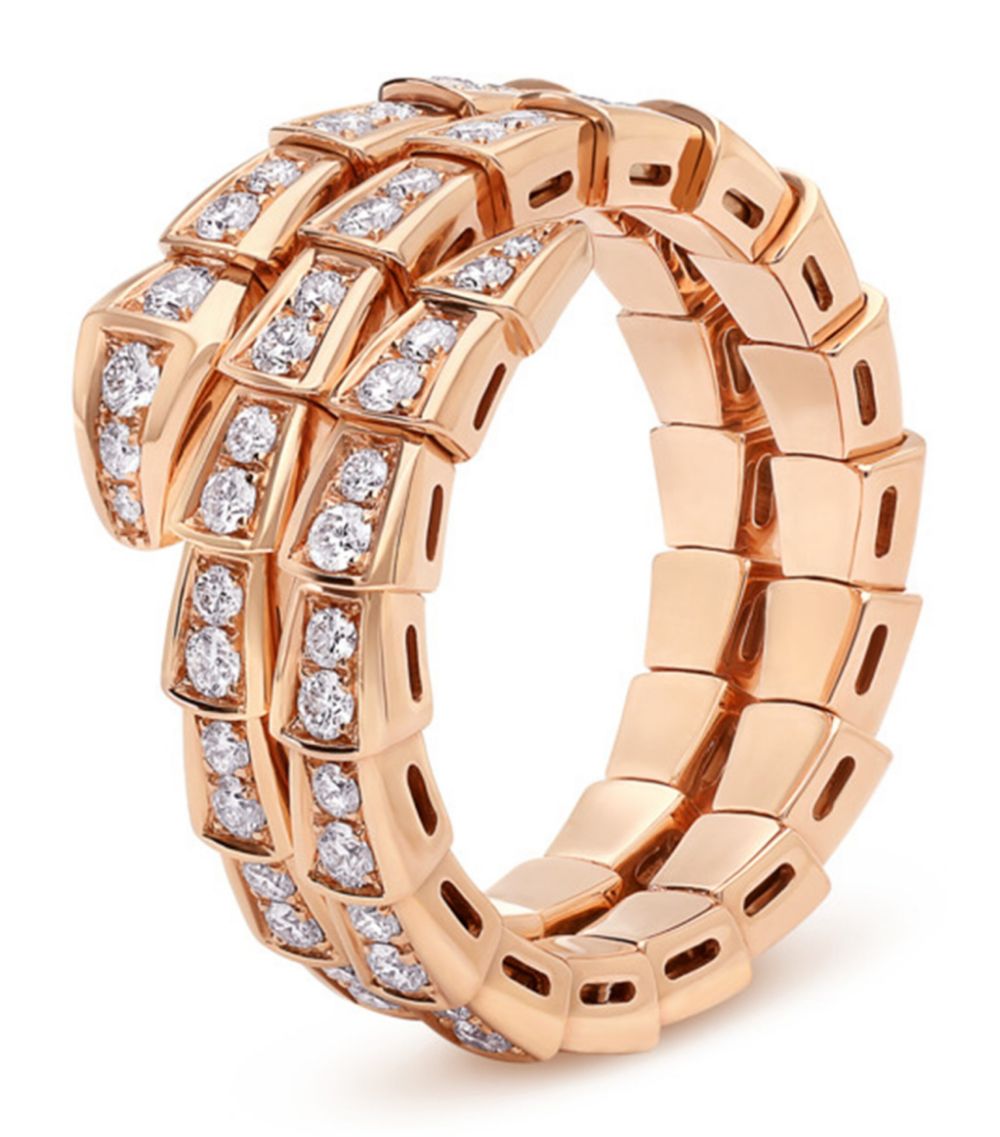 [⭐⭐JeweliWhal]SERPENTI RING PINK GOLD DIAMOND DOUBLE ROW