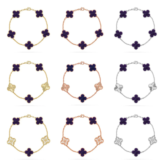 [⭐⭐JeweliWhal]CLOVER 5 MOTIF PURPLE STRIPES BRACELET COLLECTION