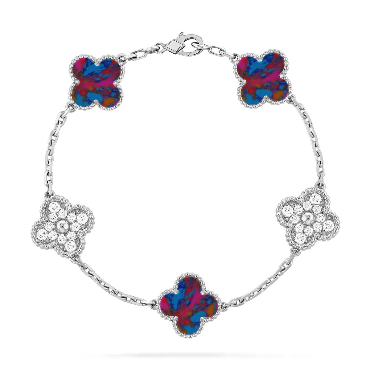 [⭐⭐JeweliWhal]CLOVER 5 MOTIF COLOR GEMSTONES BRACELET COLLECTION
