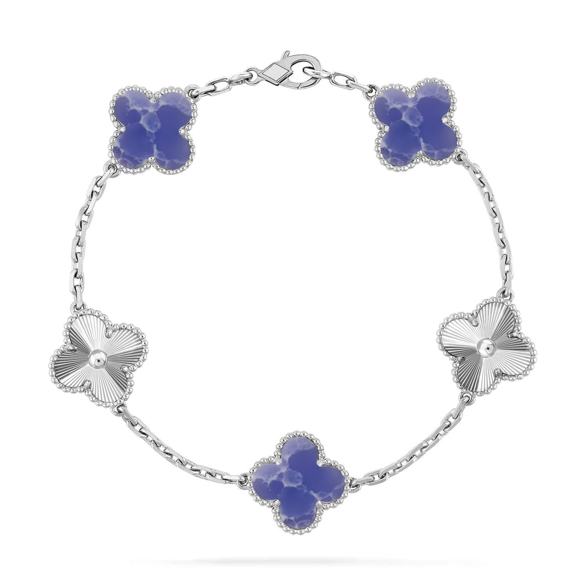 [⭐⭐JeweliWhal]CLOVER ARMBAND MIT 5 MOTIVEN, KOLLEKTION MIT BLAUEN ADERUNGEN