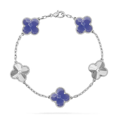 [⭐⭐JeweliWhal]CLOVER ARMBAND MIT 5 MOTIVEN, KOLLEKTION MIT BLAUEN ADERUNGEN