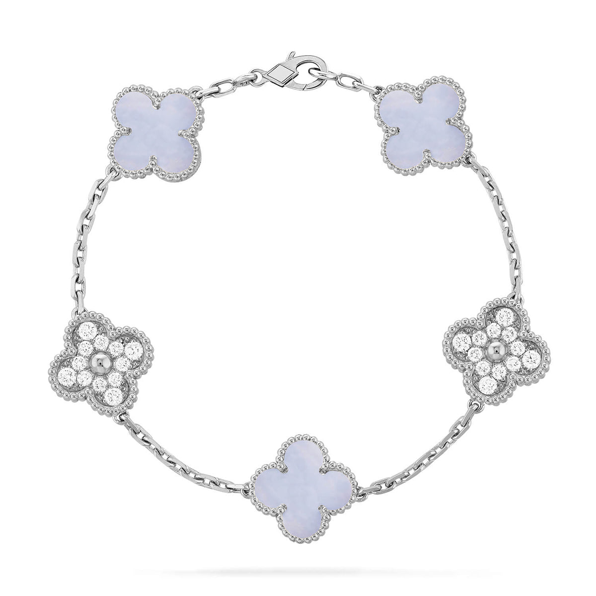 [⭐⭐JeweliWhal] KOLLEKTION CLOVER 5-MOTIV ARMBAND AUS LILA CHALCEDON