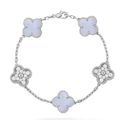 [⭐⭐JeweliWhal] KOLLEKTION CLOVER 5-MOTIV ARMBAND AUS LILA CHALCEDON