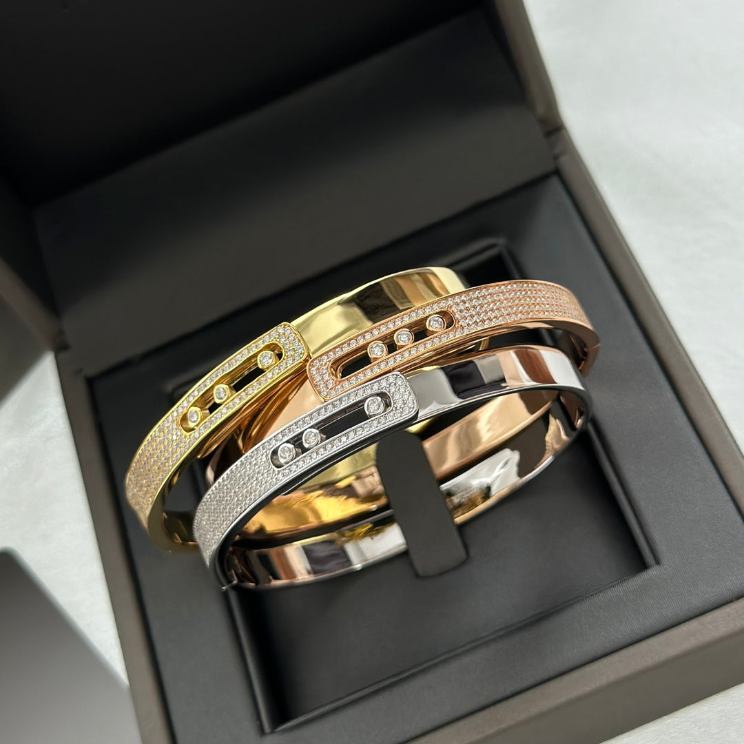 [⭐⭐JeweliWhal]Move Noa Rose Gold Pavé Diamond Bangle Bracelet