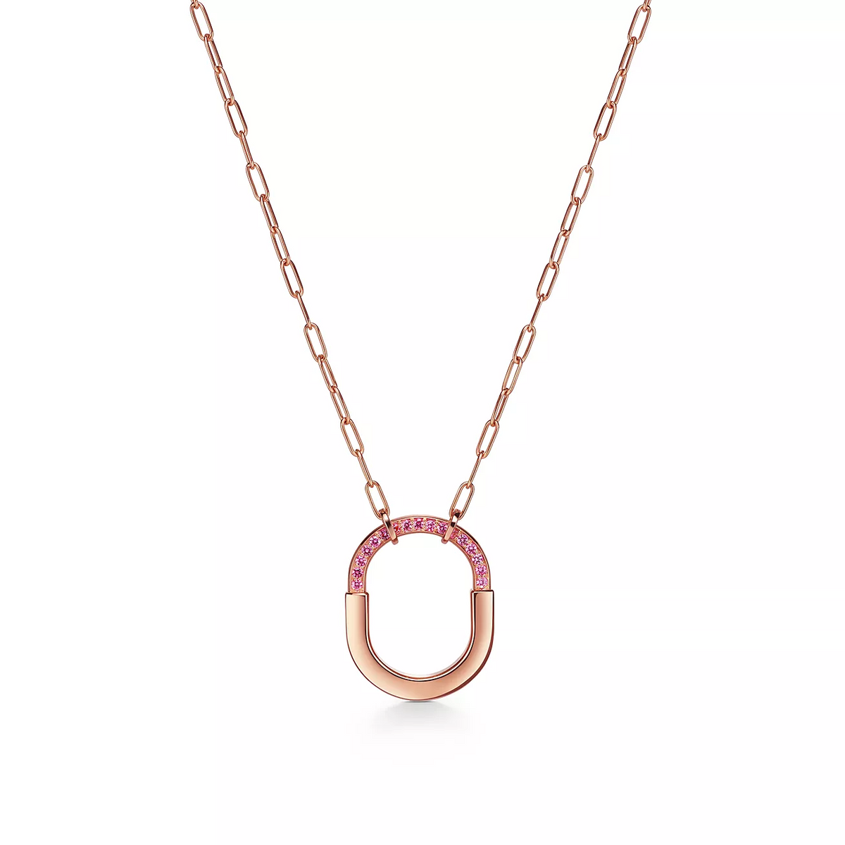 [JeweliWhal]LOCK MEDIUM PENDANT PINK DIAMOND PINK GOLD NECKLACE
