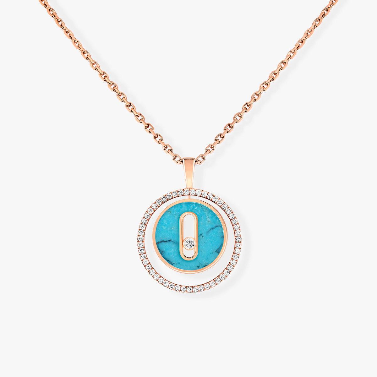 [⭐⭐JeweliWhal]Demo MOVE 1 DIAMOND TURQUOISE PINK GOLD DIAMOND NECKLACE