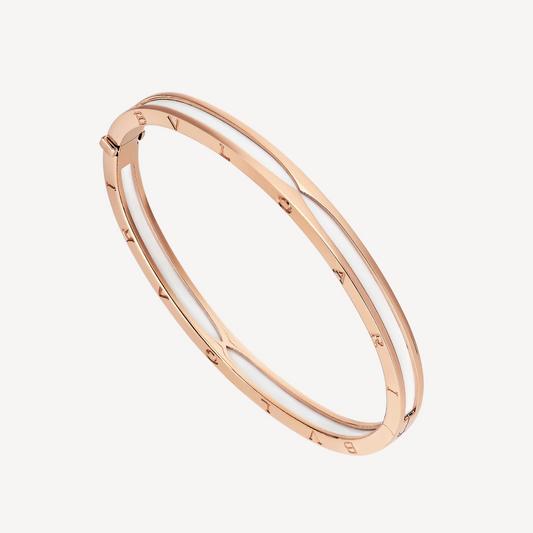 [⭐⭐JeweliWhal]ZERO 1 PINK GOLD WITH WHITE CERAMIC BRACELET