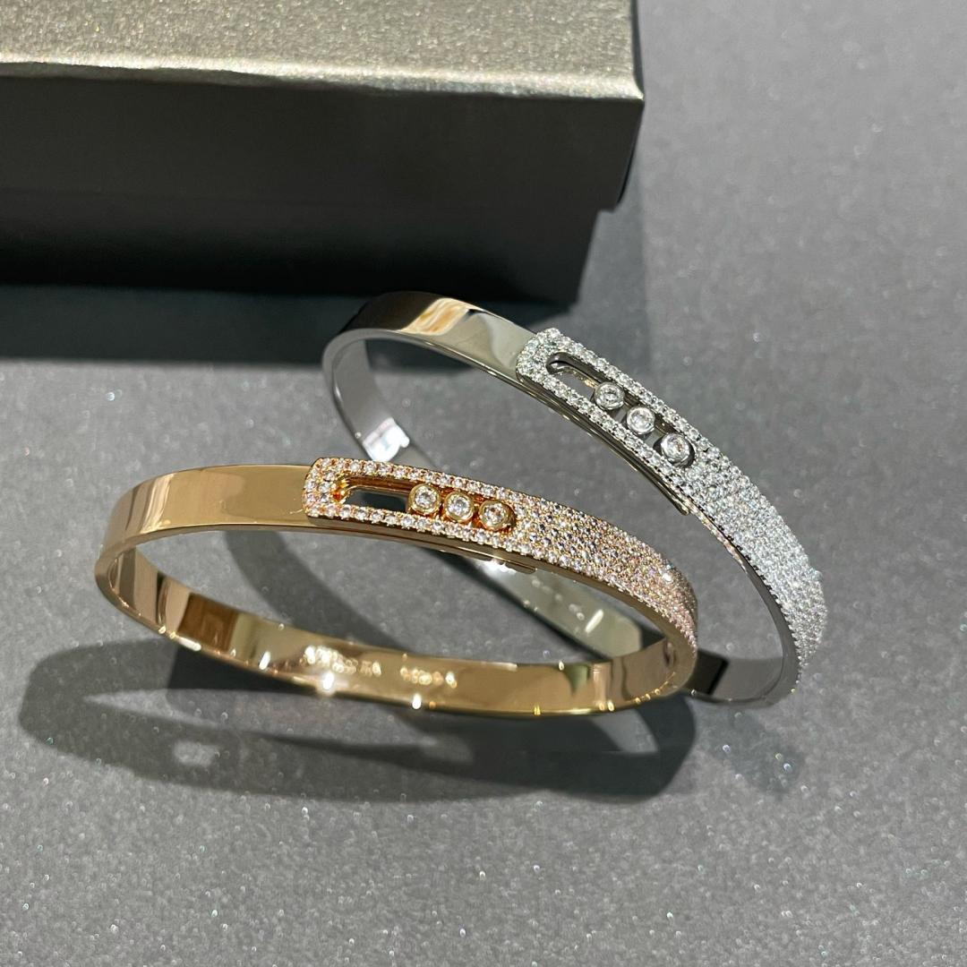 [⭐⭐JeweliWhal]Move Noa Rose Gold Pavé Diamond Bangle Bracelet