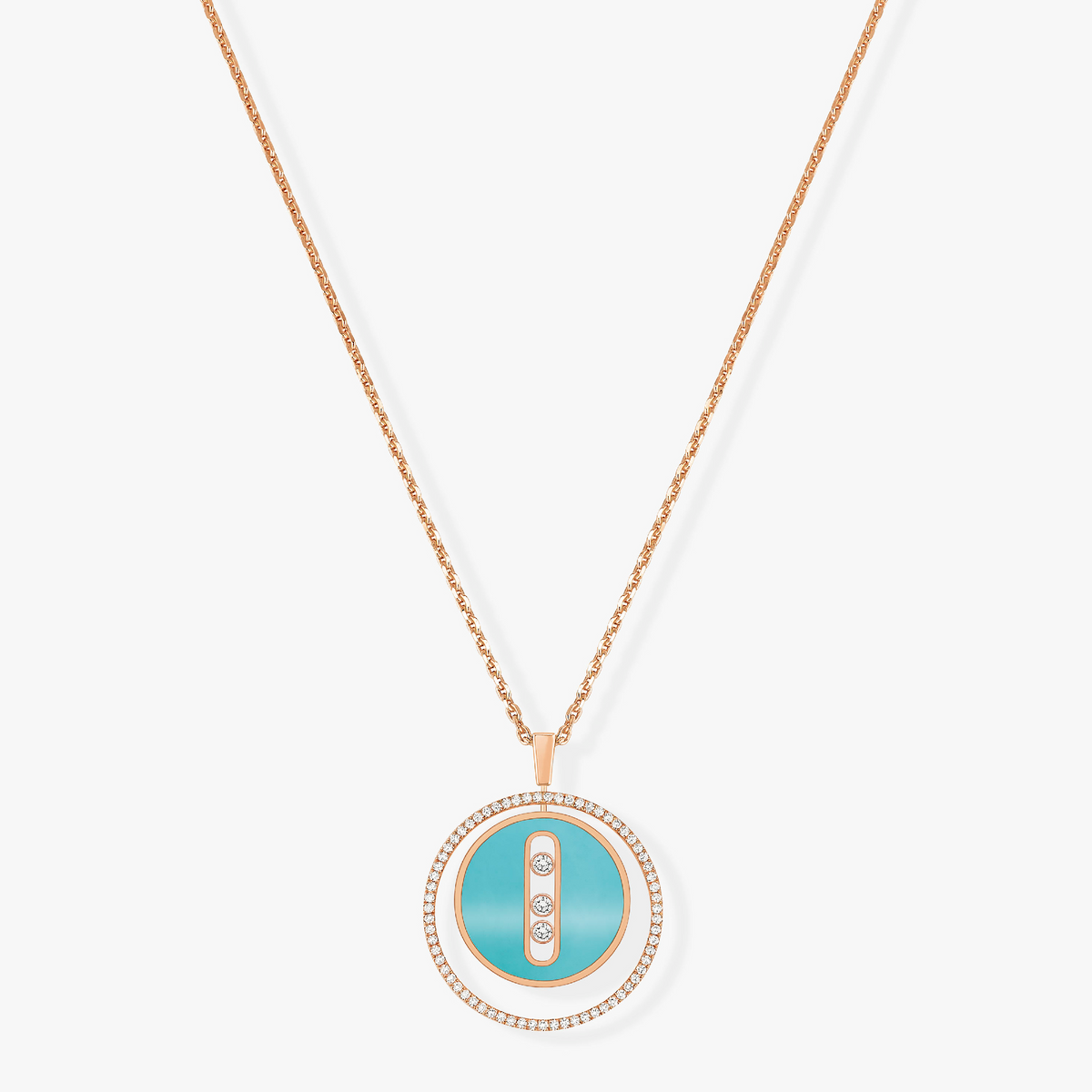 [⭐⭐JeweliWhal]Demo MOVE 3 DIAMONDS TURQUOISE PINK GOLD DIAMOND NECKLACE