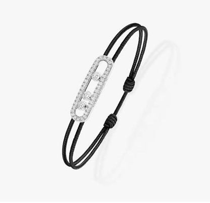[⭐⭐JeweliWhal]Messika Care(s) Armband mit rosa Kordel und Pavé-Besatz