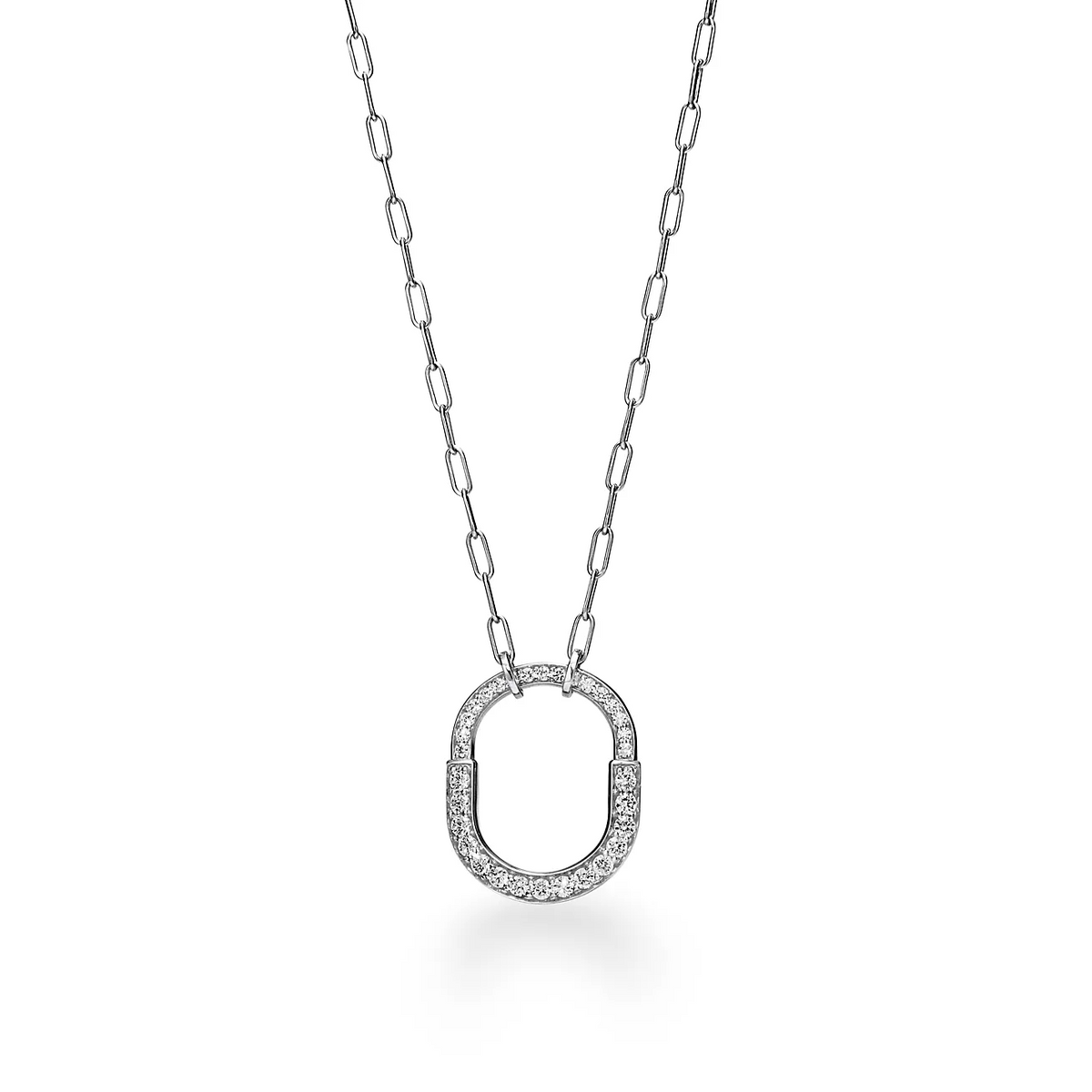 [JeweliWhal]LOCK NECKLACE MEDIUM PENDANT SILVER PAVED DIAMONDS