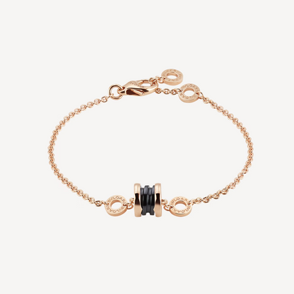 [⭐⭐JeweliWhal]ZERO 1 SOFT PINK GOLD AND BLACK CERAMIC BRACELET