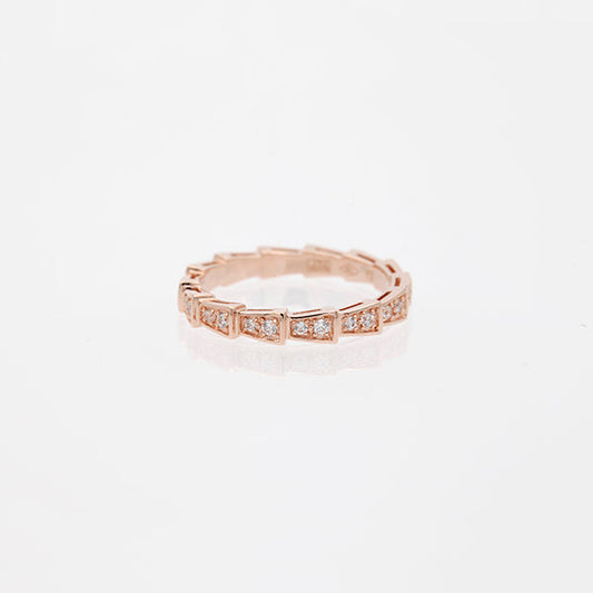[⭐⭐JeweliWhal]SERPENTI RING PINK GOLD DIAMOND PAVED 3MM