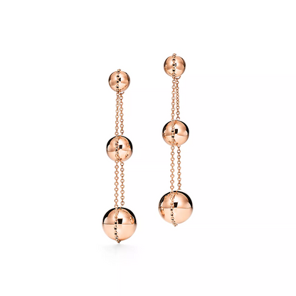 [JeweliWhal]TRIPLE DROP PINK GOLD EARRINGS