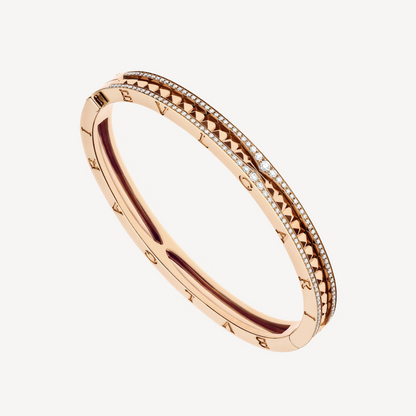 [⭐⭐JeweliWhal]ZERO 1 SPIRAL AND PAVED DIAMOND PINK GOLD BRACELET