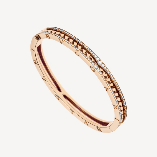[⭐⭐JeweliWhal]ZERO 1 SPIRAL AND PAVED DIAMOND PINK GOLD BRACELET