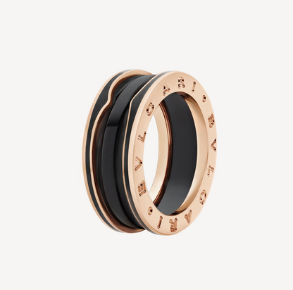 [⭐⭐JeweliWhal]ZERO 1 TWO-BAND WITH MATTE BLACK CERAMIC PINK GOLD RING