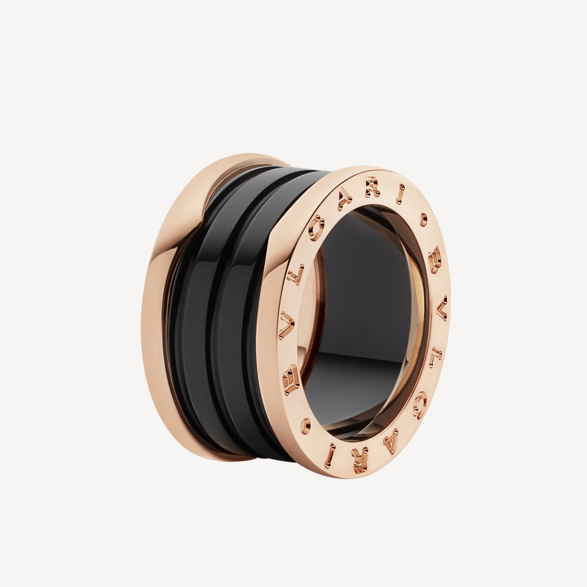 [⭐⭐JeweliWhal]ZERO 1 RING MIT VIER BÄNDERN UND SCHWARZER KERAMIKSPIRALE IN ROSÉGOLD
