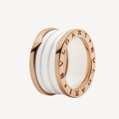 [⭐⭐JeweliWhal]ZERO 1 RING MIT VIER BÄNDERN UND WEISSER KERAMIKSPIRALE IN ROSÉGOLD