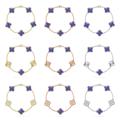 [⭐⭐JeweliWhal]CLOVER ARMBAND MIT 5 MOTIVEN, KOLLEKTION MIT BLAUEN ADERUNGEN