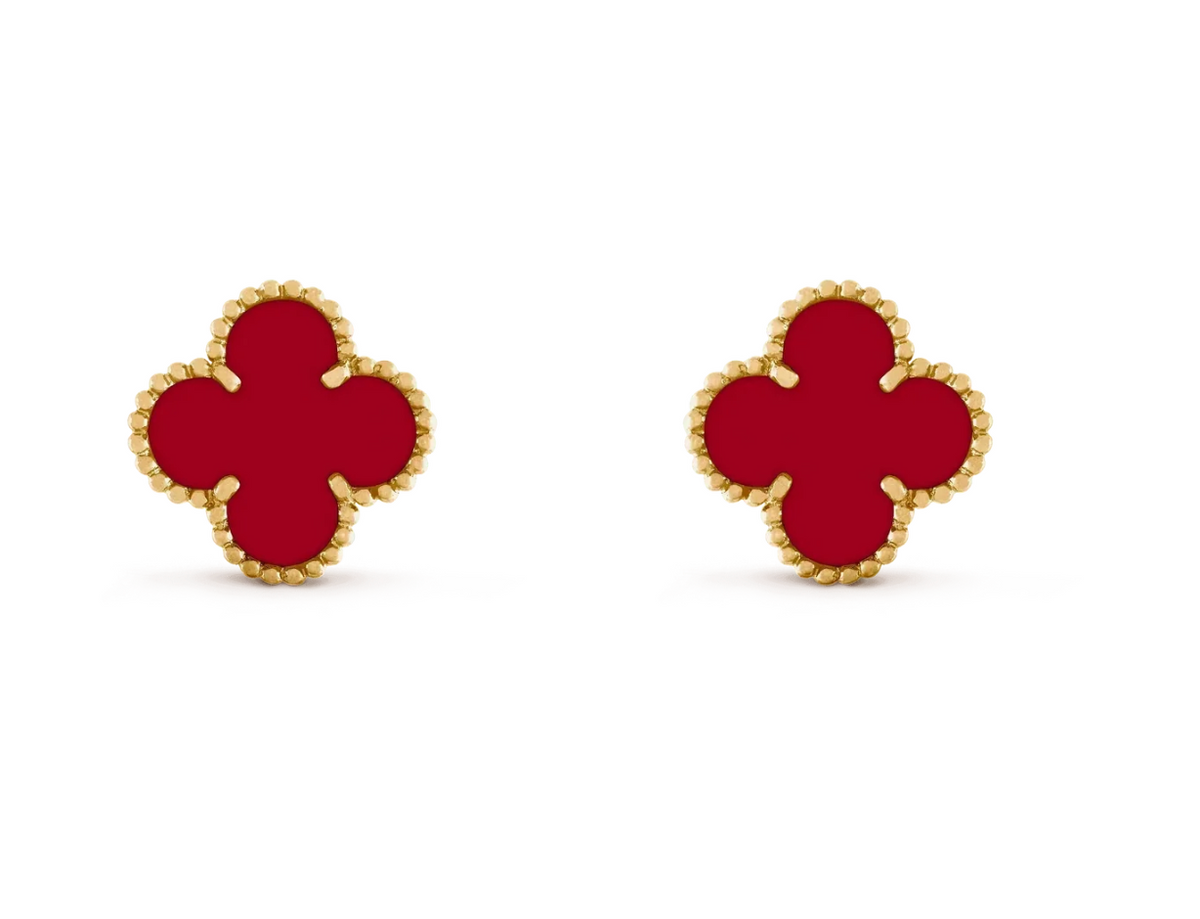 [⭐⭐JeweliWhal] CLOVER 20MM ROTE ACHAT OHRRINGE