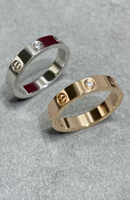 [⭐⭐JeweliWhal]LOVE RING 4MM 1 DIAMOND SILVER