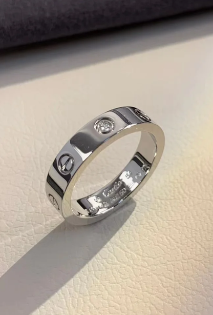 [⭐⭐JeweliWhal]LOVE RING 4MM 1 DIAMOND SILVER