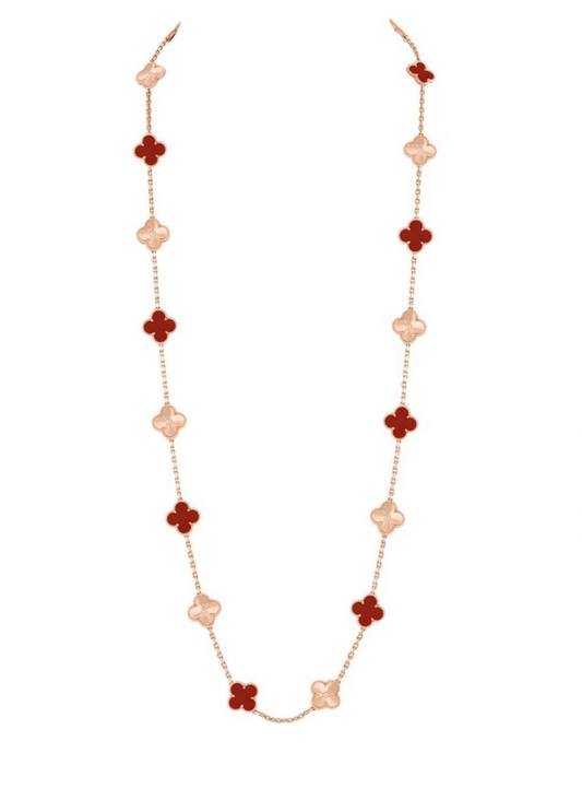 [⭐⭐JeweliWhal]CLOVER 20 MOTIFS LASER CARNELIAN NECKLACE