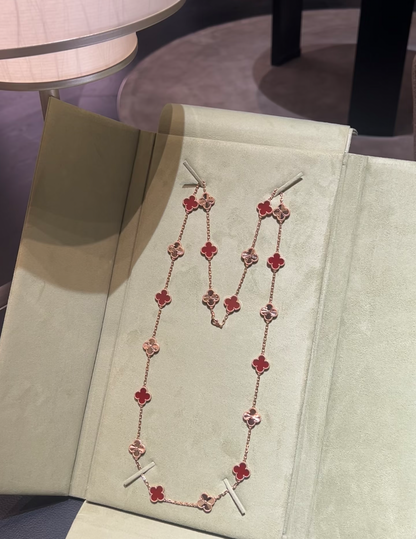 [⭐⭐JeweliWhal]CLOVER 20 MOTIFS LASER CARNELIAN NECKLACE
