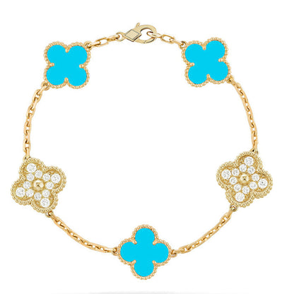 [⭐⭐JeweliWhal] KOLLEKTION CLOVER 5-MOTIV ARMBAND TÜRKIS