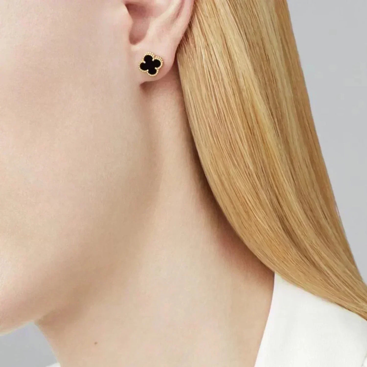 [⭐⭐JeweliWhal]CLOVER MINI 9.5MM BLACK MOP EARRINGS