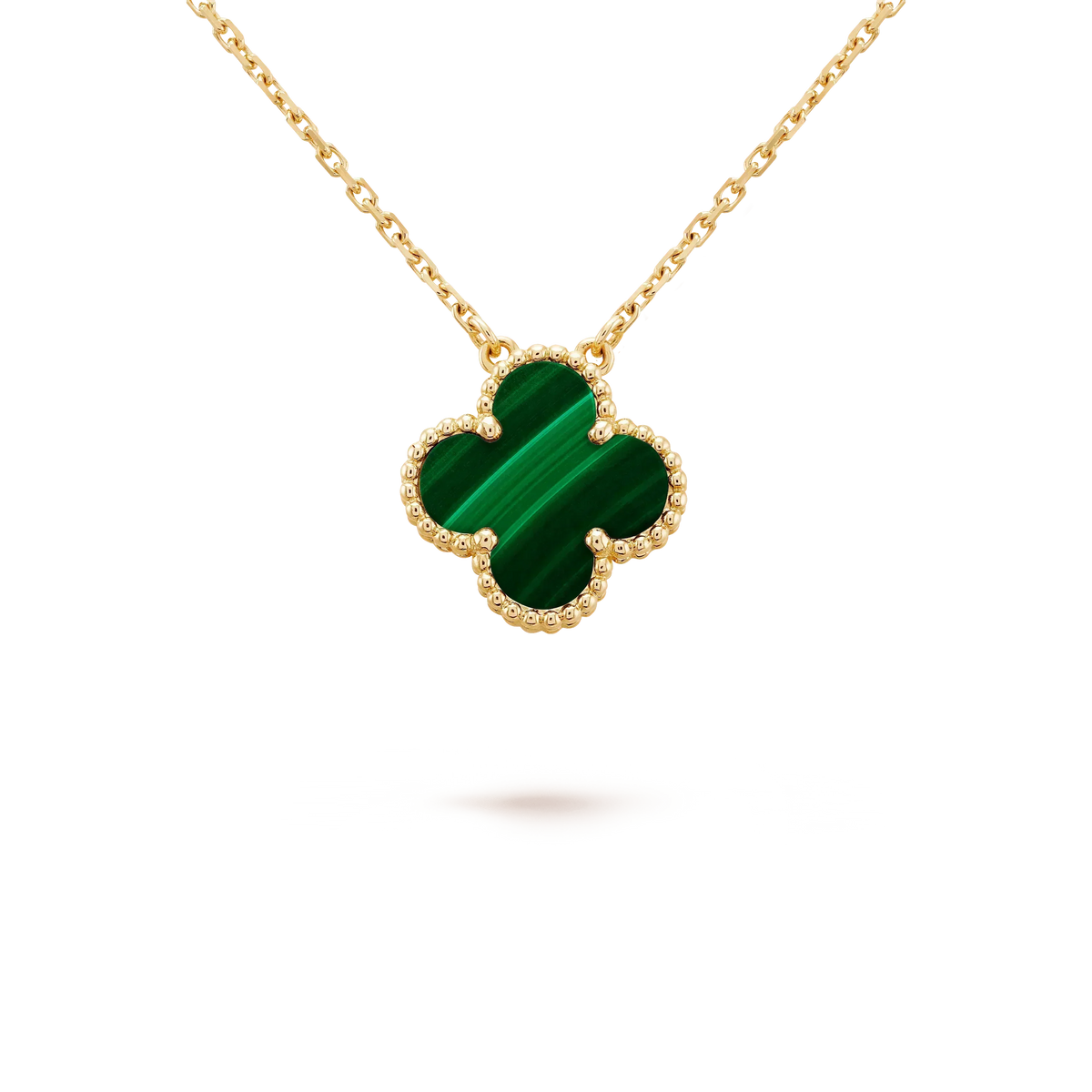 [⭐⭐JeweliWhal]CLOVER 15MM MALACHITE SINGLE FLOWER  NECKLACE