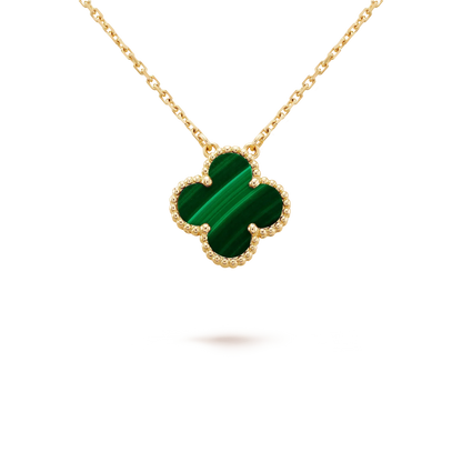 [⭐⭐JeweliWhal]CLOVER 15MM MALACHITE SINGLE FLOWER  NECKLACE