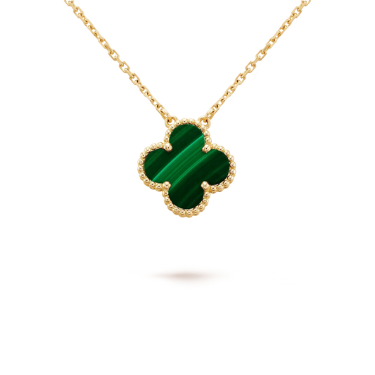 [⭐⭐JeweliWhal]CLOVER 15MM MALACHITE SINGLE FLOWER  NECKLACE
