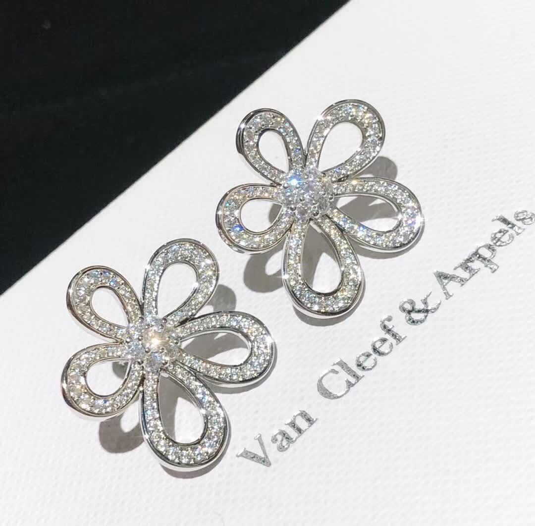 [⭐⭐JeweliWhal]BLUMENSPITZEN-OHRRINGE MIT VOLLBESATZ-DIAMANTEN