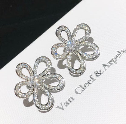[⭐⭐JeweliWhal]BLUMENSPITZEN-OHRRINGE MIT VOLLBESATZ-DIAMANTEN
