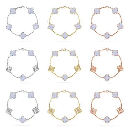 [⭐⭐JeweliWhal] KOLLEKTION CLOVER 5-MOTIV ARMBAND AUS LILA CHALCEDON