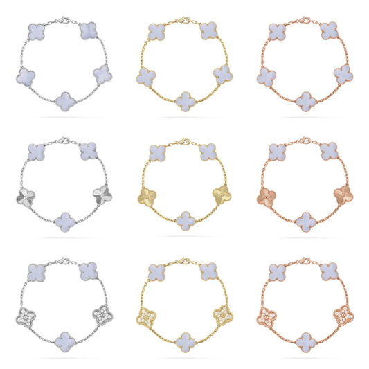 [⭐⭐JeweliWhal] CLOVER 5 MOTIF PURPLE CHALCEDONY BRACELET COLLECTION