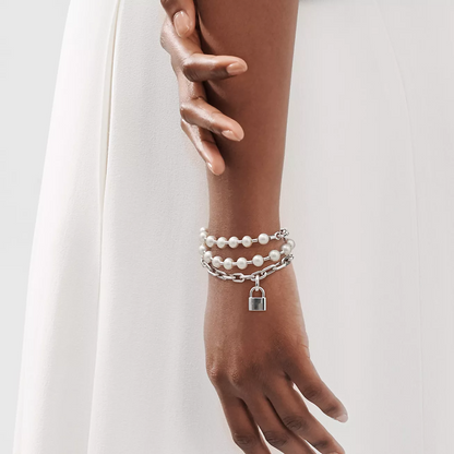 [JeweliWhal]PEARL LOCK SILVER BRACELET