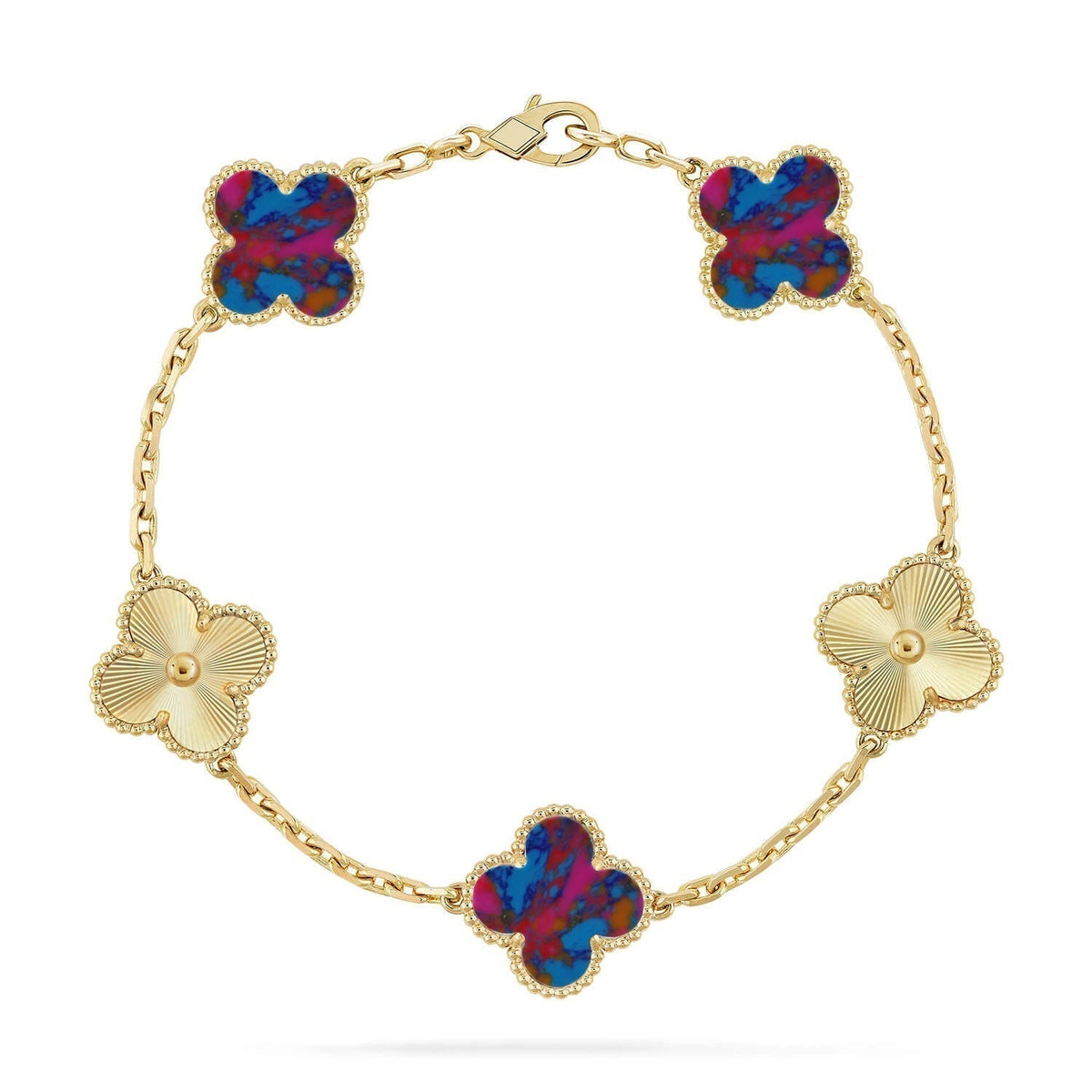 [⭐⭐JeweliWhal]CLOVER 5 MOTIF COLOR GEMSTONES BRACELET COLLECTION
