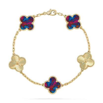 [⭐⭐JeweliWhal]CLOVER 5 MOTIF COLOR GEMSTONES BRACELET COLLECTION