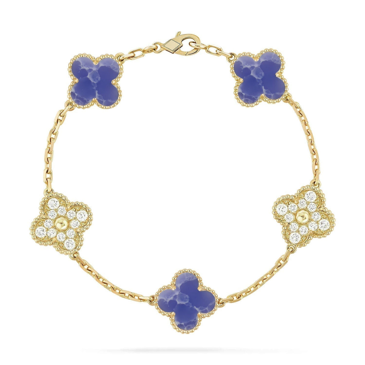[⭐⭐JeweliWhal]CLOVER ARMBAND MIT 5 MOTIVEN, KOLLEKTION MIT BLAUEN ADERUNGEN