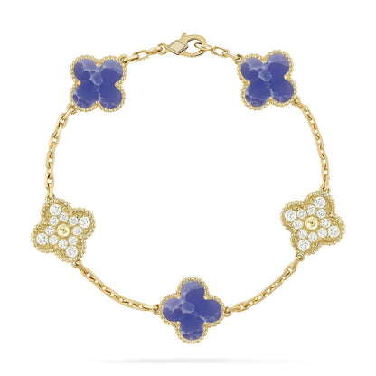 [⭐⭐JeweliWhal]CLOVER ARMBAND MIT 5 MOTIVEN, KOLLEKTION MIT BLAUEN ADERUNGEN