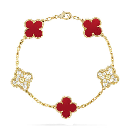 [⭐⭐JeweliWhal] CLOVER 5 MOTIF RED CORNELIAN BRACELET COLLECTION
