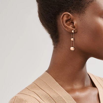 [JeweliWhal]TRIPLE DROP PINK GOLD EARRINGS