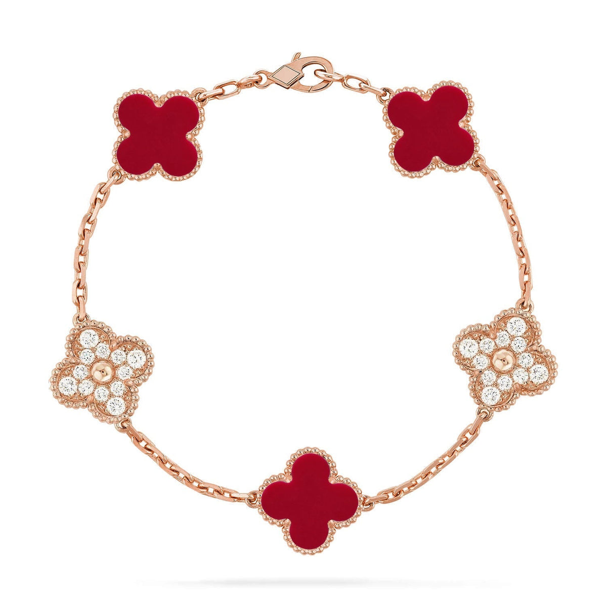 [⭐⭐JeweliWhal] CLOVER 5 MOTIF RED CORNELIAN BRACELET COLLECTION