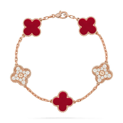 [⭐⭐JeweliWhal] CLOVER 5 MOTIF RED CORNELIAN BRACELET COLLECTION