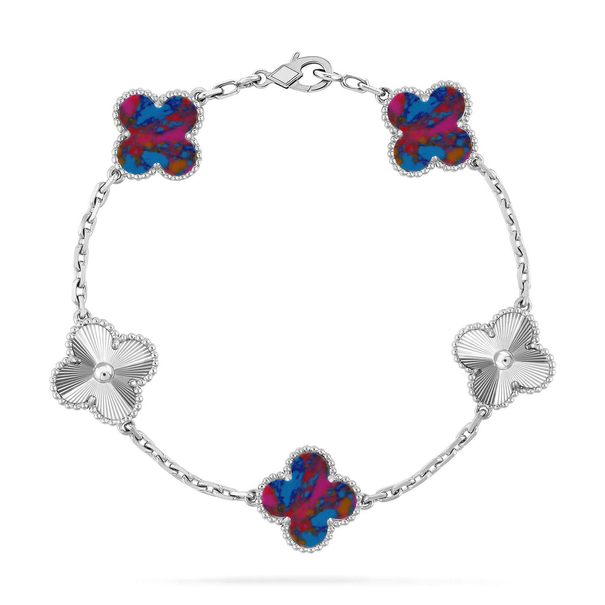 [⭐⭐JeweliWhal]CLOVER 5 MOTIF COLOR GEMSTONES BRACELET COLLECTION