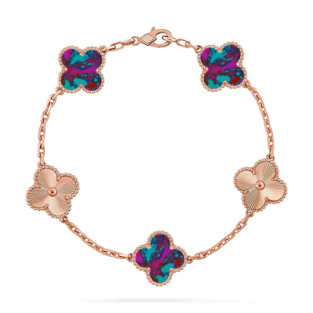 [⭐⭐JeweliWhal]CLOVER 5 MOTIF COLOR GEMSTONES BRACELET COLLECTION