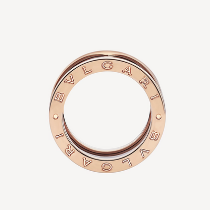 [⭐⭐JeweliWhal]ZERO 1 RING MIT VIER BÄNDERN UND SCHWARZER KERAMIKSPIRALE IN ROSÉGOLD